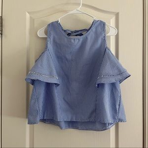 Gingham cold shoulder top